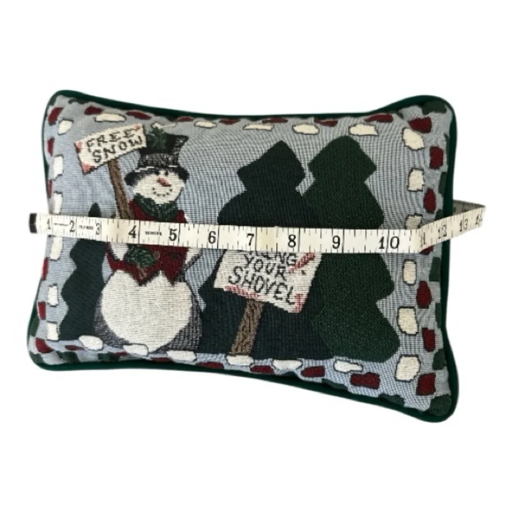 Vintage Riverdale Tapestry Snowman Christmas Accent Pillow